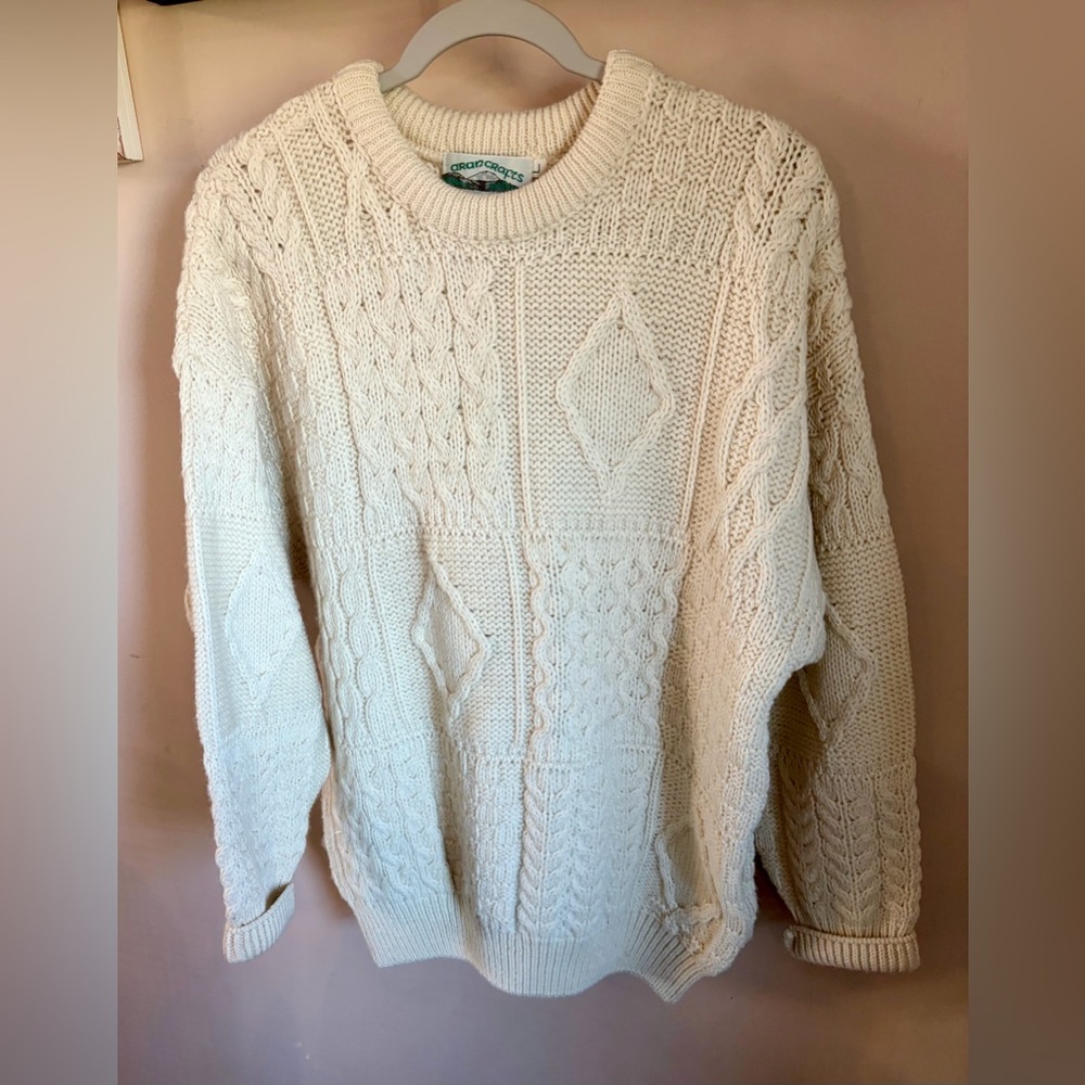 Aran Crafts Cream Cable Knit Sweater